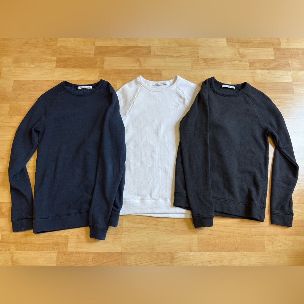 3 Mika Jaymes Men's French Terry Slim Fit Crew Neck Sweatshirts XS $175 Retail!